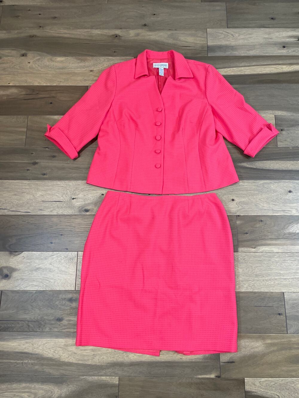 Jessica Howard Suit Set Size 24W Coral Waffle Texture 2‑Piece Blazer and Skirt